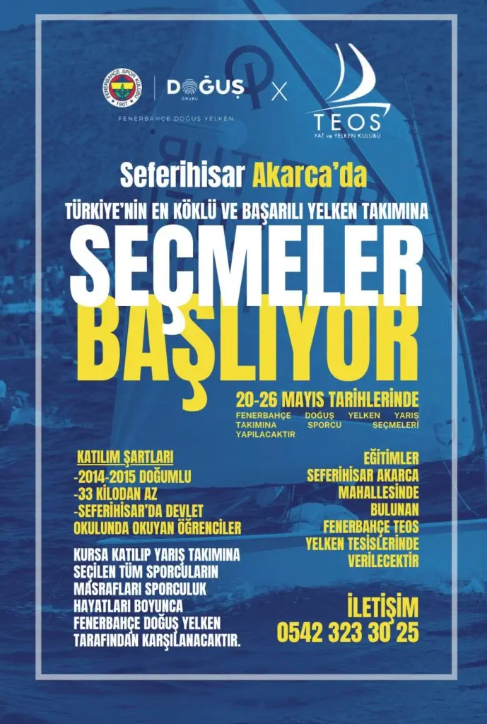 Akarca’da yelken takımına seçmeler başlıyor