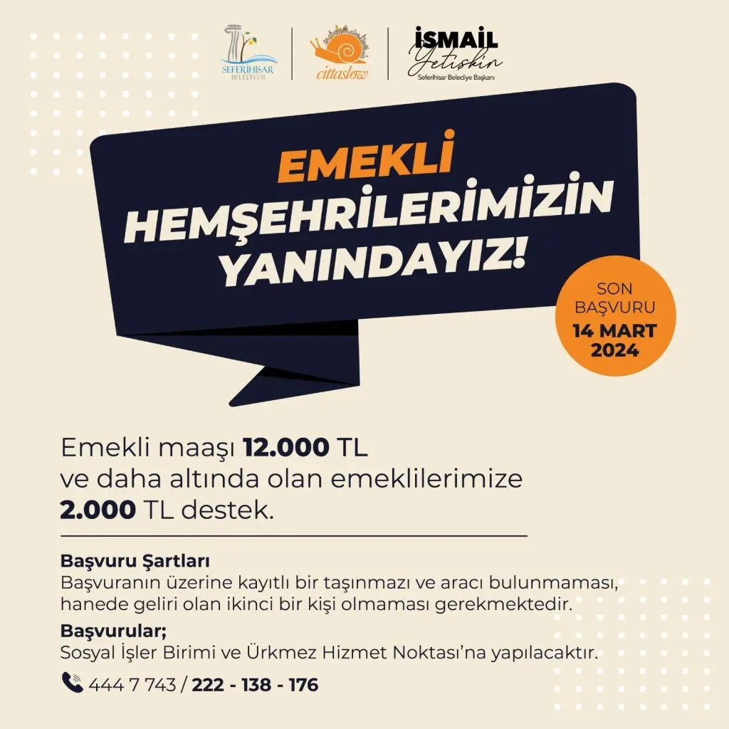 Başkan İsmail Yetişkin’den emeklilere destek
