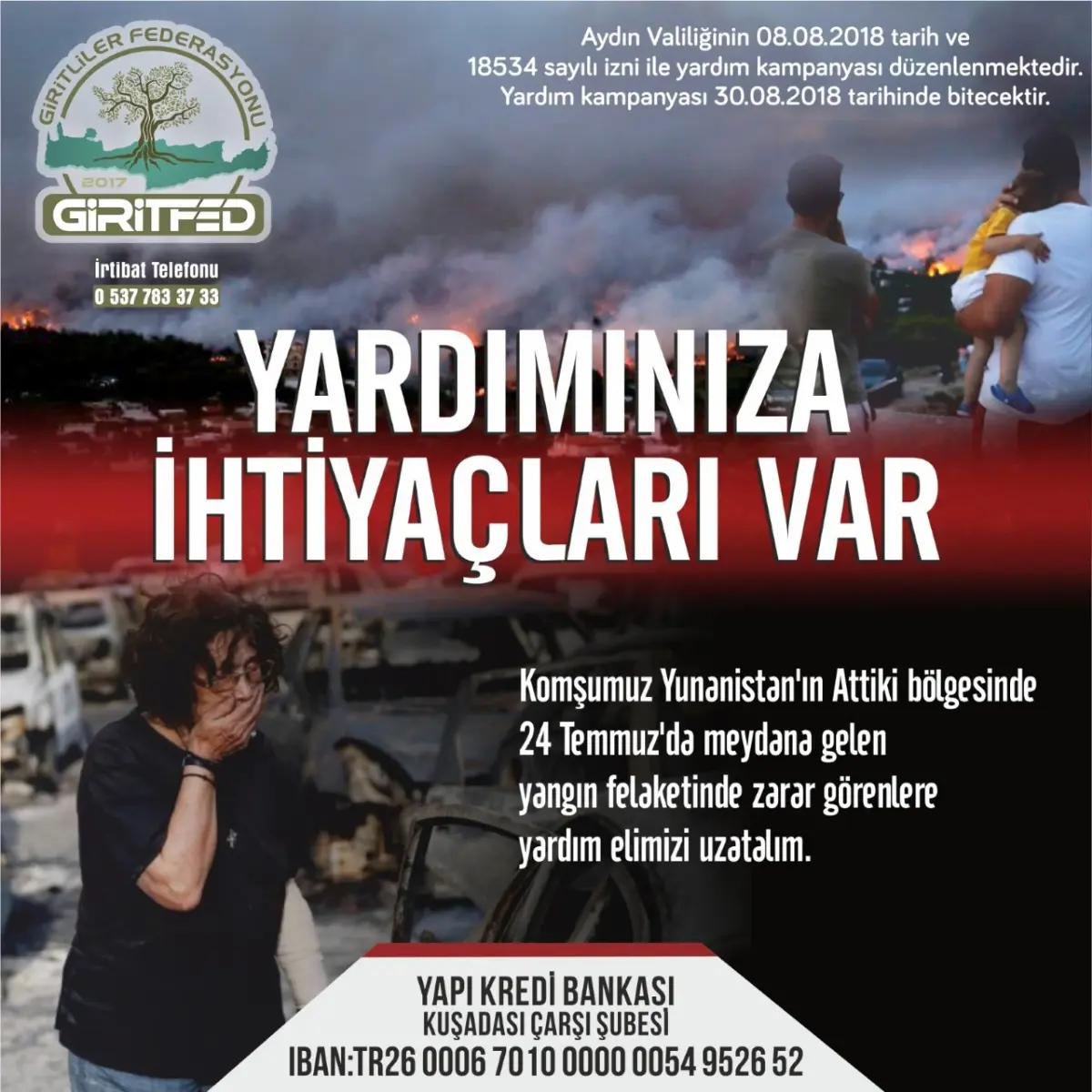 Giritliler’den Yunanistan’ın yangın felaketine yardım kampanyası